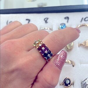 411223 10k multi colored gemstone ring